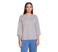 3/4-Arm-Shirt BETTY BARCLAY "Damen mit U-Boot-Ausschnitt", Damen, Gr. 38, nature, blau, Rippware, Obermaterial: 93% Baumwolle, 5% Elasthan, 1% Polyester, 1% Polyester, loose fit normal, U-Boot-Ausschn