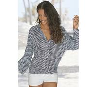 3/4-Arm-Shirt BUFFALO, Damen, Gr. 40/42, bunt (türkis, rot, bedruckt), Jersey, Obermaterial: 100% Viskose, figurumspielend hüftlang, tiefer V-Ausschnitt, Shirts 3/4-Arm-Shirt, mit V-Ausschnitt und loc