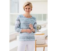 3/4-Arm-Shirt CASUAL LOOKS "Druck-Shirt", Damen, Gr. 36, beige (kalkmint, ecru, geringelt), 50% Baumwolle, 50% Modal, bedruckt, gemustert, gestreift, mehrfarbig, Rundhals, Shirts 3/4-Arm-Shirt (387272