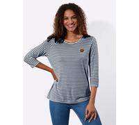 3/4-Arm-Shirt CASUAL LOOKS "Kurzarm-Shirt", Damen, Gr. 40, blau (dunkelblau, weiß, geringelt), 50% Baumwolle, 50% Modal, gemustert, mehrfarbig, Rundhals, Shirts 3/4-Arm-Shirt (74005142-40) dunkelblau,