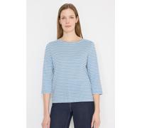 3/4-Arm-Shirt CECIL, Damen, Gr. 3XL, cloud blau, Web, 50% Baumwolle, 50% Polyester, gestreift, comfort fit normal, U-Boot-Ausschnitt, abgesteppt, Shirts 3/4-Arm-Shirt, mit U-Boot-Ausschnitt (23927530-