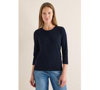 3/4-Arm-Shirt CECIL, Damen, Gr. 3XL, universal blau, Web, 95% Baumwolle, 5% Elasthan, unifarben, comfort fit normal, Rundhals, normaler Saum, Shirts 3/4-Arm-Shirt, mit 3/4 Ärmeln (79386567-XXXL) unive