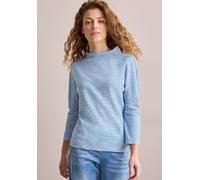 3/4-Arm-Shirt CECIL, Damen, Gr. L (42), blau (fresh light blau), Stoff, 65% Polyester, 32% Viskose, 3% Elasthan, gestreift, Basic, gerade normal, Rundhals, Bündchen, Shirts 3/4-Arm-Shirt, mit 3/4 Ärme