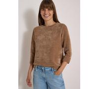3/4-Arm-Shirt CECIL, Damen, Gr. L (42), braun (creamy mocha), Jersey, Obermaterial: 100% Polyester, unifarben, hüftbedeckend, U-Boot-Ausschnitt, abgesteppte Kante, Shirts 3/4-Arm-Shirt, aus Cord mit B