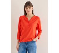 3/4-Arm-Shirt CECIL, Damen, Gr. L (42), cherry tomato orange, Web, 50% Baumwolle, 50% Modal, unifarben, normal normal, Rundhals, abgesteppt, Shirts 3/4-Arm-Shirt, mit 3/4 Ärmeln (74547235-L) cherry to