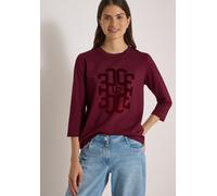 CECIL - 3/4-Arm Shirt mit Rundhals und Wording red wine - Gr. - L