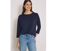 3/4-Arm-Shirt CECIL, Damen, Gr. L (42), urban dunkelblau, Web, 48% Baumwolle, 48% Modal, 4% Elasthan, unifarben, comfort fit normal, U-Boot-Ausschnitt, normaler Saum, Shirts 3/4-Arm-Shirt, mit Flederm