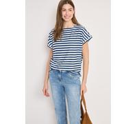 3/4-Arm-Shirt CECIL, Damen, Gr. L (42), urban navy blau, Web, 50% Baumwolle, 50% Modal, gestreift, comfort fit normal, U-Boot-Ausschnitt, Bündchen, Shirts 3/4-Arm-Shirt, mit U-Boot-Ausschnitt (5052043