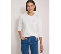 3/4-Arm-Shirt CECIL, Damen, Gr. L (42), vanilleweiß, Jersey, Obermaterial: 100% Baumwolle, unifarben, normal hüftbedeckend, Rundhals, abgesteppte Kante, Shirts 3/4-Arm-Shirt, Sommershirt mit Tunnelzug