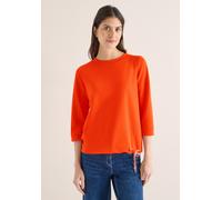 3/4-Arm-Shirt CECIL, Damen, Gr. M (40), cherry tomato orange, Stoff, 48% Polyester, 48% Viskose, 4% Elasthan, unifarben, comfort fit normal, U-Boot-Ausschnitt, Bündchen, Shirts 3/4-Arm-Shirt, mit U-Bo