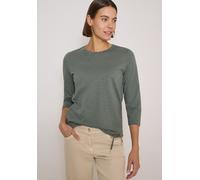 3/4-Arm-Shirt CECIL, Damen, Gr. M (40), grün (dried olive grün), Web, 100% Baumwolle, unifarben, normal normal, Rundhals, abgesteppt, Shirts 3/4-Arm-Shirt, Elastiksaum mit Knotendetail (42446403-M) dr