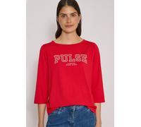 3/4-Arm-Shirt CECIL, Damen, Gr. S (38), rot (flame rot), Jersey, Obermaterial: 48% Baumwolle, 48% Modal, 4% Elasthan, bedruckt, Shirts 3/4-Arm-Shirt, mit Boat Neck und Print / Wording Artwork (6553105