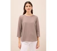 3/4-Arm-Shirt CECIL, Damen, Gr. XL (44), beige (natural taupe), Stoff, 80% Viskose, 17% Polyester, 3% Elasthan, Strukturmuster, comfort fit normal, U-Boot-Ausschnitt, abgesteppt, Shirts 3/4-Arm-Shirt,