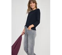Cecil Damen Basic U-Boot-Shirt 3/4-Arm Jersey 100% Baumwolle Blau XL