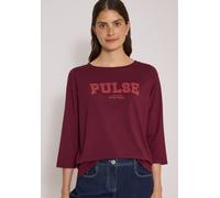 3/4-Arm-Shirt CECIL, Damen, Gr. XL (44), rot (rot wine), Jersey, Obermaterial: 48% Baumwolle, 48% Modal, 4% Elasthan, bedruckt, Shirts 3/4-Arm-Shirt, mit Boat Neck und Print / Wording Artwork (6301182