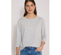 3/4-Arm-Shirt CECIL, Damen, Gr. XS (36), grau (light grau melange), Jersey, Obermaterial: 48% Baumwolle, 48% Modal, 4% Elasthan, bedruckt, Shirts 3/4-Arm-Shirt, mit Boat Neck und Print / Wording Artwo
