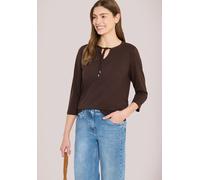 Cecil Damen 3/4-Arm Shirt mit Split Neck in Braun, Gr: XS