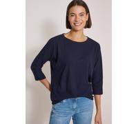 3/4-Arm-Shirt CECIL, Damen, Gr. XXL (46), blau (urban dunkelblau), Web, 50% Polyester, 50% Baumwolle, unifarben, normal normal, Rundhals, elastischer Bund, Shirts 3/4-Arm-Shirt, mit Waffelstruktur, To