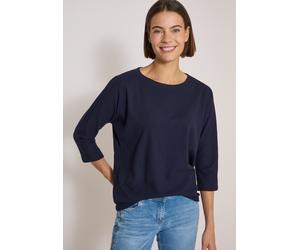 3/4-Arm-Shirt CECIL, Damen, Gr. XXL (46), blau (urban dunkelblau), Web, 50% Polyester, 50% Baumwolle, unifarben, normal normal, Rundhals, elastischer Bund, Shirts 3/4-Arm-Shirt, mit Waffelstruktur, To