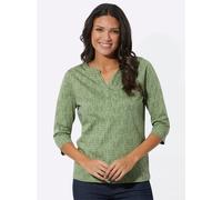 3/4-Arm-Shirt CLASSIC BASICS "Shirt", Damen, Gr. 42, grün (eucalyptus, khaki, bedruckt), 100% Baumwolle, gemustert, mehrfarbig, Rundhals, Shirts 3/4-Arm-Shirt (66607548-42) eucalyptus, khaki, bedruckt