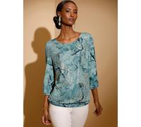 Sheego 3/4-Arm-Shirt in Mesh-Qualität 46 kalkmint-bedruckt