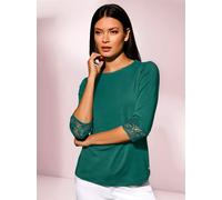 3/4-Arm-Shirt CREATION L PREMIUM "Lyocell-Shirt", Damen, Gr. 44, grün (dunkelgrün), 96% Lyocell, 4% Elasthan, unifarben, Rundhals, Shirts 3/4-Arm-Shirt (54865964-44) dunkelgrün
