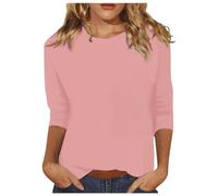 3/4 Arm Shirt Damen Lässige Rundhalsausschnitt Oberteile Bluse Mode Leger Slim Fit Tops Bluse Dreiviertelarm Shirt Leicht Tunika Tops Sommershirts Frauen Sportshirt Tshirt Damen Große Größen