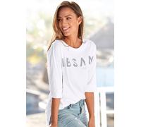 Elbsand 3/4-Arm-Shirt Iduna mit Logoprint, weiß