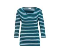 3/4-Arm-Shirt GOLDNER "Buntgewirktes Ringelshirt", Damen, Gr. 44, grün (dunkelpetrol, weiß, geringelt), Obermaterial: 95% Baumwolle CO. 5% Elasthan EL., Shirts 3/4-Arm-Shirt (17353308-44) dunkelpetrol