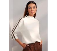 3/4-Arm-Shirt HEINE "Shirt", Damen, Gr. 44, weiß (champagner), 50% Modal, 44% Polyester, 6% Elasthan, gemustert, mehrfarbig, Shirts 3/4-Arm-Shirt (17253259-44) champagner