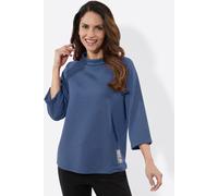 3/4-Arm-Shirt INSPIRATIONEN "Rollkragen-Shirt", Damen, Gr. 44, blau (jeansblau), 50% Modal, 44% Polyester, 6% Elasthan, unifarben, Shirts 3/4-Arm-Shirt (66824468-44) jeansblau