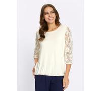 3/4-Arm-Shirt LADY "Spitzen-Shirt", Damen, Gr. 42, weiß (champagner), 95% Viskose, 5% Elasthan, unifarben, Rundhals, Shirts 3/4-Arm-Shirt (45950066-42) champagner