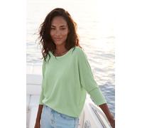 3/4-Arm-Shirt LASCANA "aus luftiger Feinstrickqualität", Damen, Gr. 48/50, grün (hellgrün), Feinstrick;Jersey, Obermaterial: 50% Viskose (LENZING™ ECOVERO™), 46% Polyester, 4% Elasthan, unifarben, läs