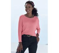 3/4-Arm-Shirt LASCANA "aus luftiger Feinstrickqualität", Damen, Gr. 48/50, rot (salmon), Feinstrick;Jersey, Obermaterial: 50% Viskose (LENZING™ ECOVERO™), 46% Polyester, 4% Elasthan, unifarben, lässig