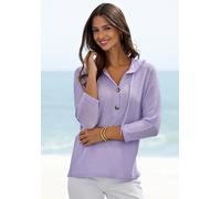 3/4-Arm-Shirt LASCANA "aus sommerlichem Waffelstrick", Damen, Gr. 36/38, blau (flieder), Strick, Obermaterial: 64% Polyester, 34% Viskose, 2% Elasthan, leicht transparent, unifarben, lässig geschnitte