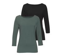 LASCANA 3/4-Arm-Shirt Damen eukalyptus, schwarz Gr.32/34