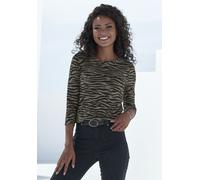 LASCANA 3/4-Arm-Shirt Damen khaki-schwarz Gr.44/46