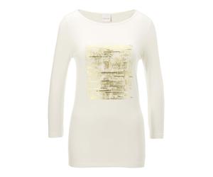 3/4-Arm-Shirt MADELEINE "Shirt Bedrucktes Jersey-Shirt mit 3/4-Ärmeln", Damen, Gr. 46, silber (avocado, silberfarben), Obermaterial: 95% Viskose CV. 5% Elasthan EL., Modern, normal, Shirts 3/4-Arm-Shi