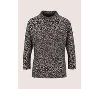 3/4-Arm-Shirt MADELEINE "Shirt Gemustertes Sweatshirt mit Stehkragen", Damen, Gr. 48, schwarz-weiß (silbergrau, schwarz), Modern, tailliert, Rollkragen, Shirts 3/4-Arm-Shirt (79595112-48) silbergrau, 