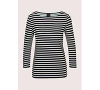 3/4-Arm-Shirt MADELEINE "Shirt Ringelshirt mit U-Boot-Ausschnitt, Halbarm", Damen, Gr. 40, weiß (wollweiß, schwarz), Obermaterial: 95% Viskose CV. 5% Elasthan EL., Shirts 3/4-Arm-Shirt (94806107-40) w