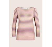 3/4-Arm-Shirt MADELEINE "Shirt Ringelshirt mit U-Boot-Ausschnitt, Halbarm", Damen, Gr. 46, beige (malve, cappuccino), Obermaterial: 95% Viskose CV. 5% Elasthan EL., Modern, normal, Shirts 3/4-Arm-Shir