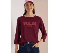 3/4-Arm-Shirt CECIL, Damen, Gr. XS (36), rot (rot wine), Web, 46% Baumwolle, 46% Modal, 4% Elasthan, 4% Viskose, unifarben, normal normal, U-Boot-Ausschnitt, abgesteppt, Shirts 3/4-Arm-Shirt, aus soft
