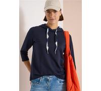 Kapuzenshirt CECIL, Damen, Gr. XS (36), blau (urban dunkelblau), Web, 63% Modal, 35% Baumwolle, 2% Elasthan, unifarben, normal normal, ohne Ausschnitt, abgesteppt, Shirts Kapuzenshirt, mit Kapuze (137
