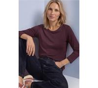 3/4-Arm-Shirt STREET ONE, Damen, Gr. 34, rustic rouge, Web, 100% Baumwolle, unifarben, comfort fit normal, Rundhals, normaler Saum, Shirts 3/4-Arm-Shirt, mit Rundhalsausschnitt (60539423-34) rustic ro