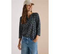 Cecil 3/4-Arm Shirt mit Split Neck und Leo-Muster Dried Olive Green M