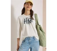 3/4-Arm-Shirt CECIL, Damen, Gr. S (38), weiß (vanilleweiß), Web, 95% Baumwolle, 5% Elasthan, bedruckt, comfort fit normal, Rundhals, abgesteppt, Shirts 3/4-Arm-Shirt, mit 3/4 Ärmeln (20360212-S) vanil