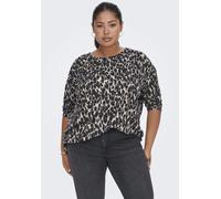 3/4-Arm-Shirt ONLY CARMAKOMA "CARALBA 3/4 TOP", Damen, Gr. S, braun (braun leo), Jersey, Obermaterial: 95% Polyester, 5% Elasthan, figurumspielend kniefrei, Rundhals, Shirts 3/4-Arm-Shirt (40784567-S)