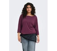 3/4-Arm-Shirt ONLY CARMAKOMA "CARCARLINNE 3/4 BOATNECK TOP JRS", Damen, Gr. L, lila (fig), Jersey, Obermaterial: 65% Polyester, 35% Viskose, unifarben, normal normal, U-Boot-Ausschnitt, Shirts 3/4-Arm