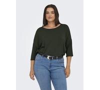 3/4-Arm-Shirt ONLY CARMAKOMA "CARLAMOUR 3/4 TOP JRS NOOS", Damen, Gr. S, grün (forest night), Single Jersey, Obermaterial: 65% Polyester, 30% Viskose, 5% Elasthan, unifarben, regular fit normal, Rundh