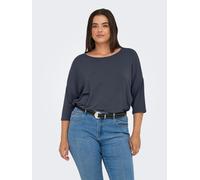 3/4-Arm-Shirt ONLY CARMAKOMA "CARLAMOUR 3/4 TOP JRS NOOS", Damen, Gr. XL, blau (india ink), Single Jersey, Obermaterial: 65% Polyester, 30% Viskose, 5% Elasthan, unifarben, regular fit normal, Rundhal